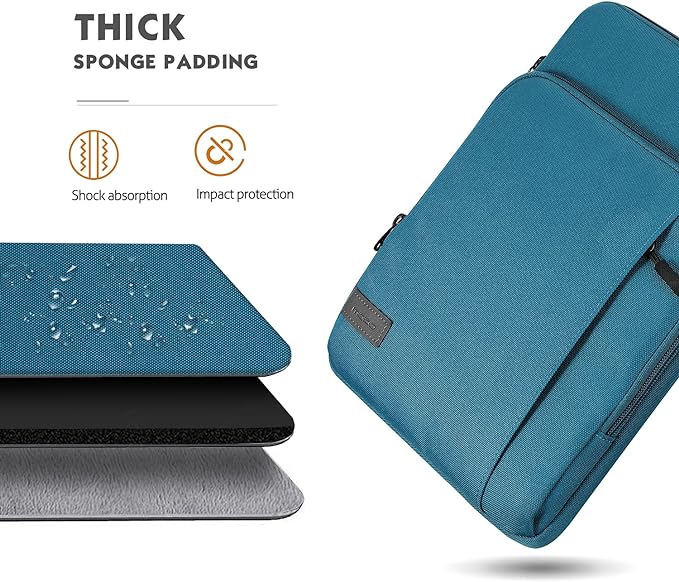 MoKo Laptop Sleeve Bag for 13.3-14 Inch, Notebook Carrying Case with Pocket Fits New MacBook Pro M3/M2 14" /13" M2/M1 Pro/M1 Max 14.2 2023-2021/Air 13.6" M2 2022, Surface Pro 9/8 13", Peacock Blue