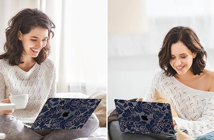 TWOLSKOO Compatible with MacBook Pro 13 inch Case 2023-2016 A2338 M2/M1 A2251 A2289 A2159 A1989 A1706, Plastic Hard Shell Cover & Keyboard Skin & Screen Protector, Elegant Roses