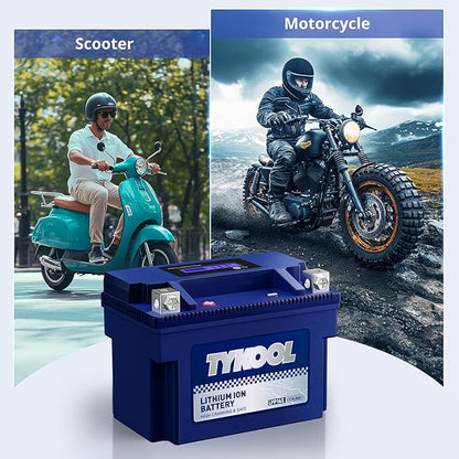 TYKOOL YTZ14S/YTZ12S High Performance Lithium LiFePO4 Motorcycle Battery,12V 6Ah,360CCA, Digital Readout, Built in BMS, Compatible for Large-displacement BMW,Hongda,KTM,Suzuki Motorcycles