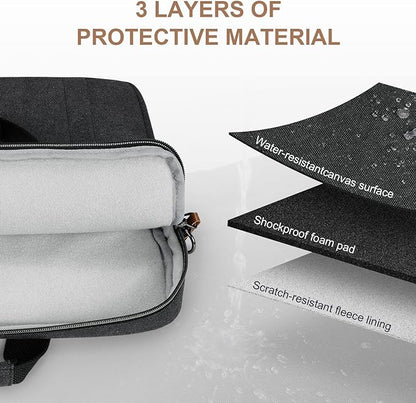 ESTARER Laptop Bag 17-17.3 Inch, Computer Bags for Men Water-resistant Canvas Laptop Case Slim Laptop Sleeve Fits Hp/Dell/Asus/Lenovo/Acer, Dark Grey