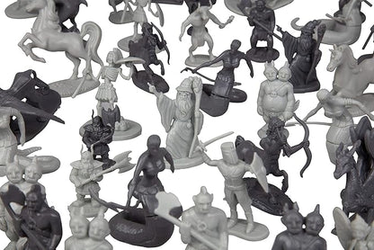 Monster Fantasy Creature Mini Action Figure Playset - 98pcs Toy Miniatures w 14 Unique Designs - Dragons, Wizards, Orcs, & More- XL 1/32 Scale Compatible with Dungeons and Dragons and Other RPG Games