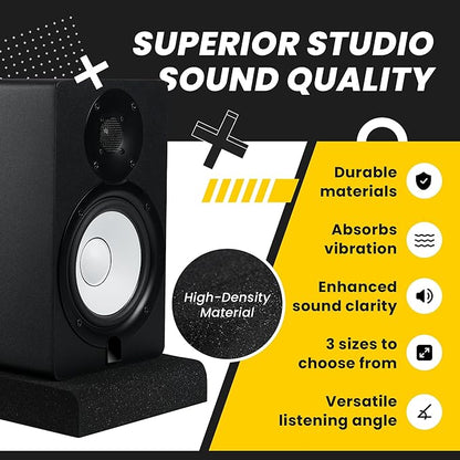 Sound Addicted - Studio Monitor Isolation Pads for 3-4.5 inches Small Speakers, Pair of 2 High Density Dampening Acoustic Stands Foam which Fits Most Bookshelf’s and Desktops | SMPad 4