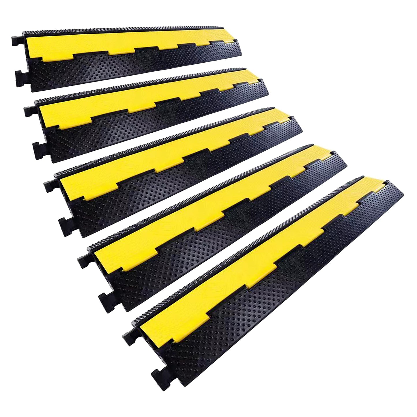 YONSHENG Rubber Cable Ramp Cord Cover Cable Protector Ramps Wire Hose Protective 2 Channel 22000Lbs Load Capacity Traffic Speed Bump for Asphalt Concrete Gravel Driveway Indoor Outdoor, 5 Pack