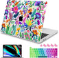 Mektron for MacBook Pro 16 inch Cover A2141 2019 2020 Release with Retina Display & Touch bar & Touch ID, Bright-Coloured Flowers Hard Case Shell Keyboard Cover Screen Protector Dust Plug