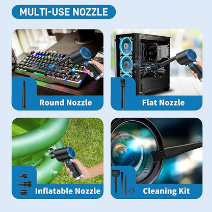 ATEngeus Compressed Air Duster, Electric Air Duster, Cordless Air Duster for Computer, Stepless Speed, Keyboard Cleaner, Replace Canned Air, Brushless Motor, 6000mAh