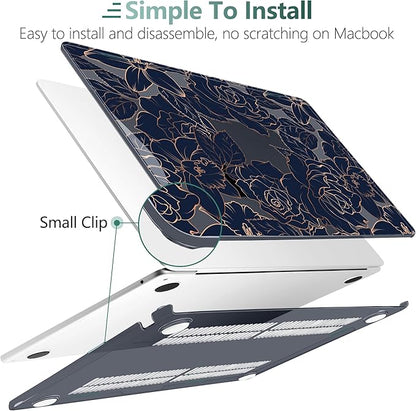 TWOLSKOO Compatible with M4 MacBook Air 15 inch Case 2025-2023 Released Model M4 A3241 M3 A3114 M2 A2941, Plastic Hard Shell & Screen Protector & Keyboard Cover & Trackpad Film, Elegant Roses