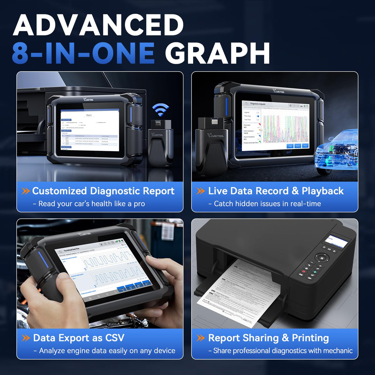 Bidirectional Scan Tool VDIAGTOOL VD70S, Wireless Diagnostic 39+ Resets