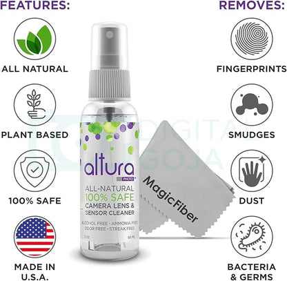 Altura Photo Professional Camera Cleaning Kit for APS-C DSLR & Mirrorless Cameras - Lens and Sensor Cleaner - Includes Case, Spray, Swabs, Blower, Brush, Tissue Paper