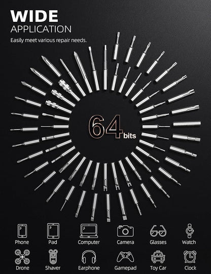 iFu Mini Electric Screwdriver, 90 in 1 Precision Screwdriver Set – Small Cordless Power Screwdriver with LED Light & 64 Magnetic Bits, Repair Tool for Phone Laptop Camera Watch Computer