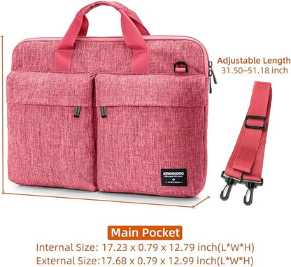 KINGSLONG Slim 17.3 inch Laptop Sleeve Bag Carrying Case with Shoulder Strap, Notebook Ultrabooks Computer Handbag Cover for Men Women Fit for Acer Asus HP Pink