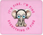 ITNRSIIET Mouse Pad with Stitched Edge Premium Textured Smooth Precise Operation Waterproof Washable Non-Slip Rubber Base Desktop Protection Mat, 10.2×8.3×0.12 inches, Pink Pretty Elephant