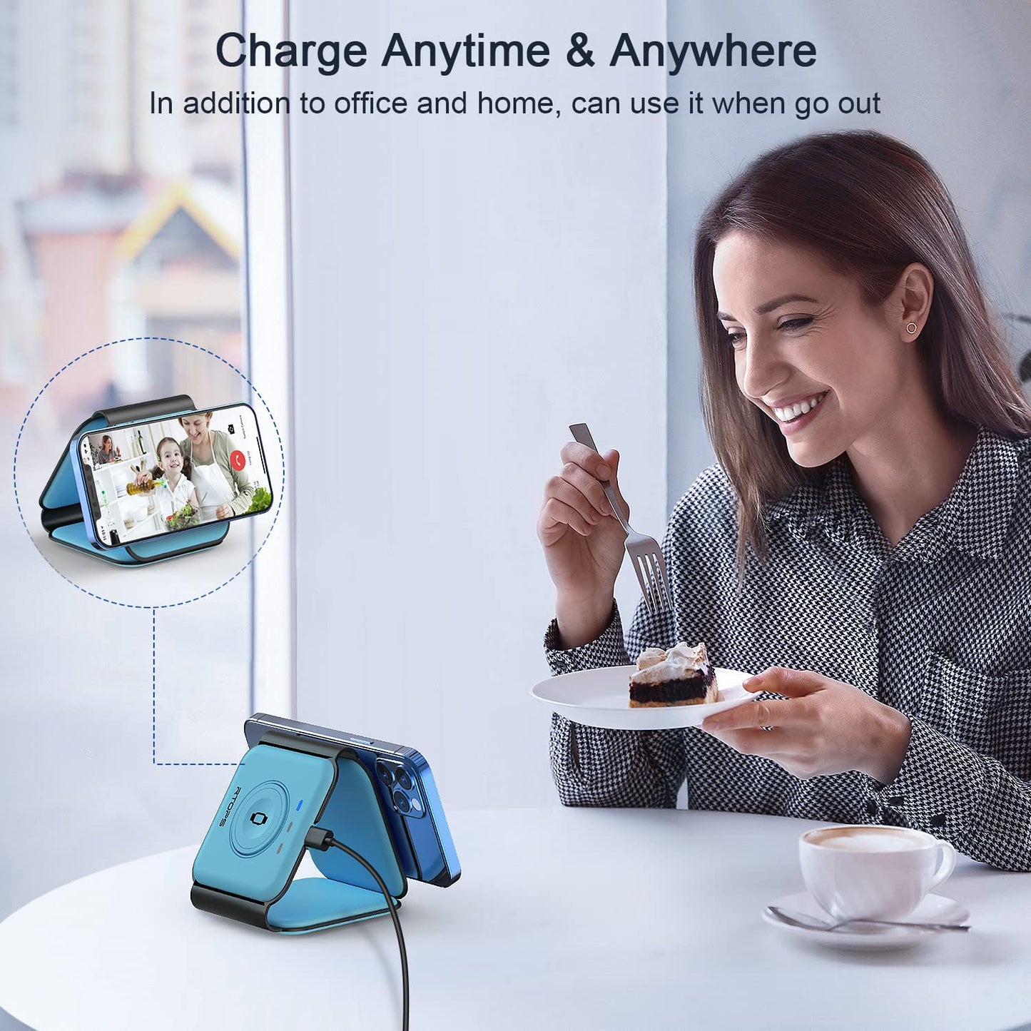 Wireless Charger 3 in 1,RTOPS Magnetic Traval Wireless Charging Station Multiple Devices,GaN 3 in 1 Charging Station,Compatible iphone17/16/15/14/13/Pro/Max,iWatch,AirPods4/3/2/Pro(Adapter Includes)
