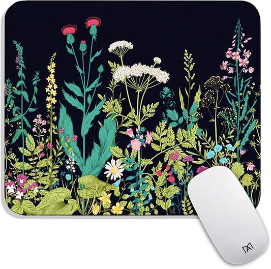Square Mouse Pad Midnight Flowers,Personalized Premium-Textured Custom Mouse Mat Design,Washable Mousepad Cloth,Non-Slip Rubber Base Computer Mouse Pads for Wireless Mouse