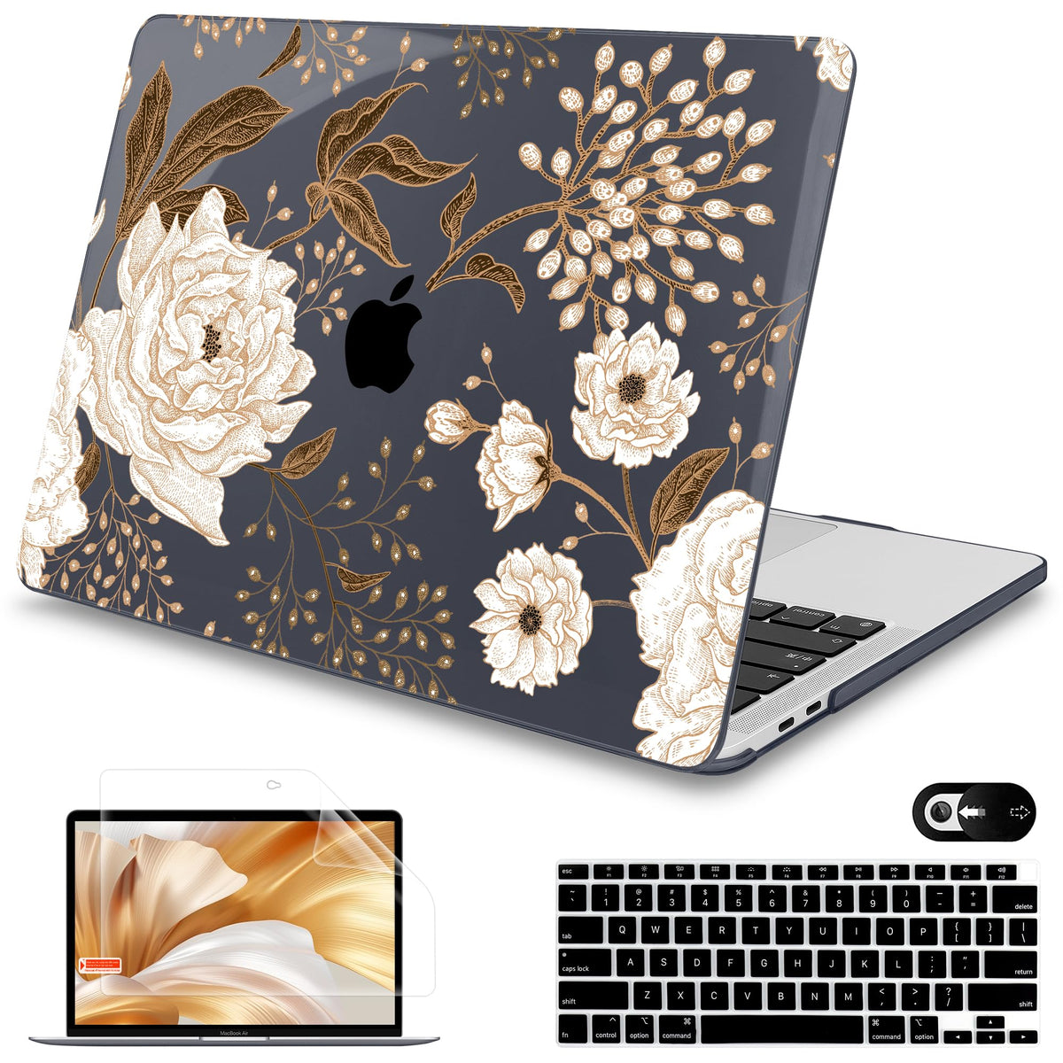 Mektron for MacBook Air 13 Case A1466/A1369 (2010-2017 Release), Snap-on Plastic Hard Shell Cover for MacBook Air 13.3 inch with Keyboard Cover,Watercolor Cactus