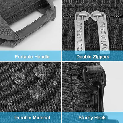 MOSISO Laptop Shoulder Bag, Computer Bag with 2 Raised&1 Flapover&1 Horizontal Pocket&Handle&Belt