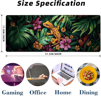 Lizard Gaming Mouse Pad Extended Desk Computer Keyboard Laptop Mouse Pads for Gaming Home Office Work, Large Long Desk Mat Mousepad with Non-Slip Rubber Base 31.5×11.8inch(20)