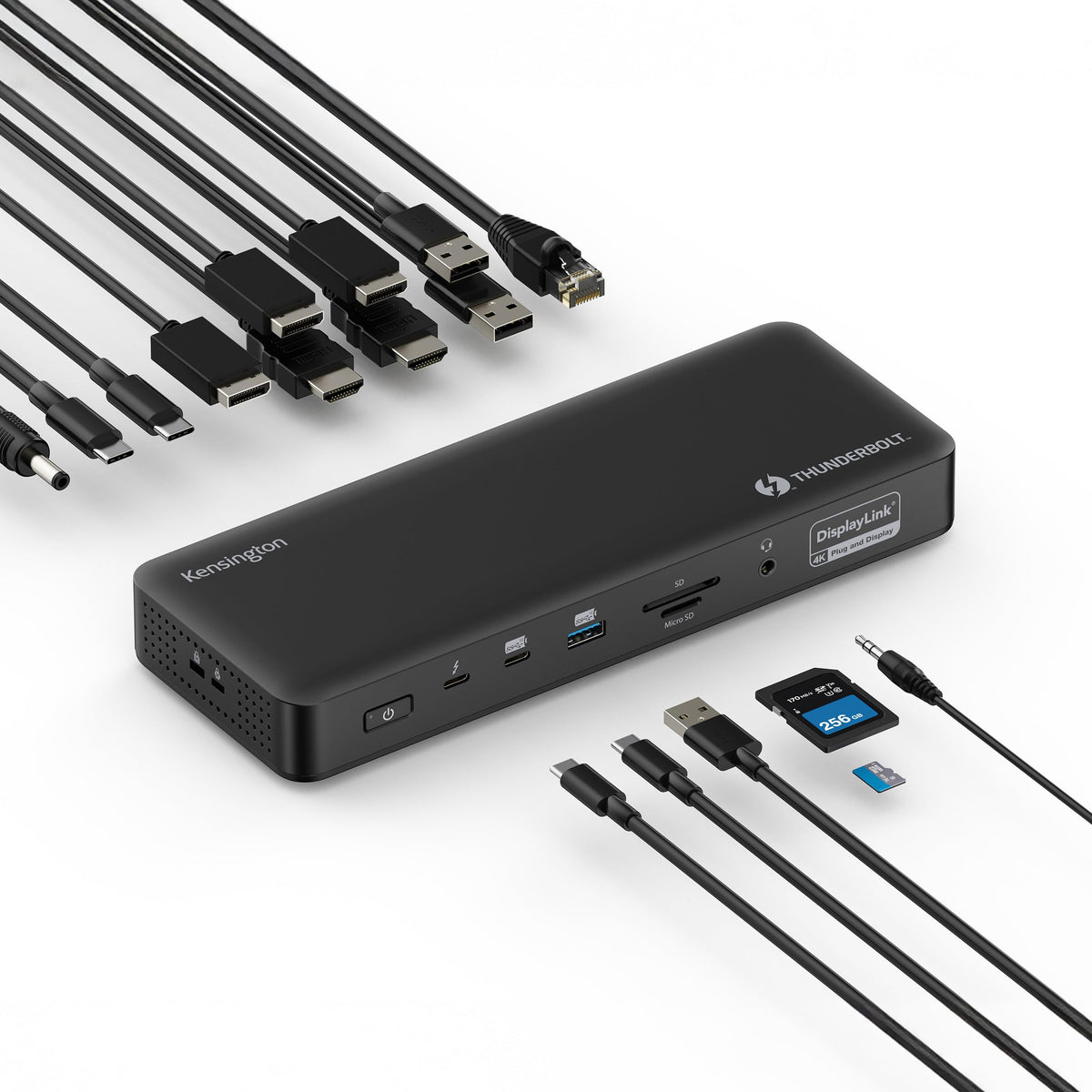 Kensington SD5910T DisplayLink Docking Station Thunderbolt 4, Quad 4K for MacBook Pro/Air M1/M2/M3/M4 with Pro and Max Chipsets, 100W PD, HDMI/DP/TB4, SD/Micro SD Card Slots (K35233NA), Black