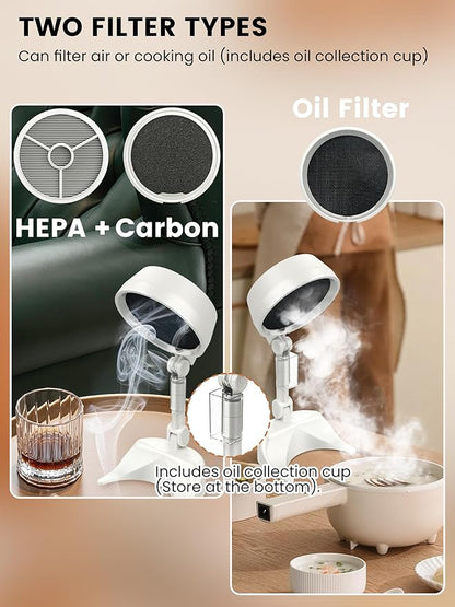 Vegapunk Rechargeable Smoke Away Purifier Fan for Indoors - Portable Odor Exhaust Eliminator Remover Eater Filter - The High Fan for Desktop - White