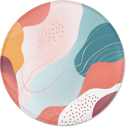 ITNRSIIET Round Mouse Pad with Stitched Edge Premium-Textured Waterproof Non-Slip Rubber Base Desktop Protection Mat Diameter 8.7 inches, Art Style Pattern