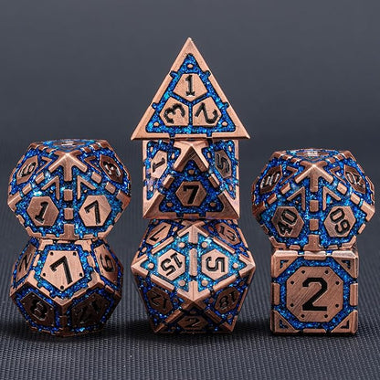 DND Metal Dice Set, Polyhedral Dice Set for RPG D&D Dice with Cracks Dungeons and Dragons Dice Set for RPG TTRPG D&D Die with Gift Case