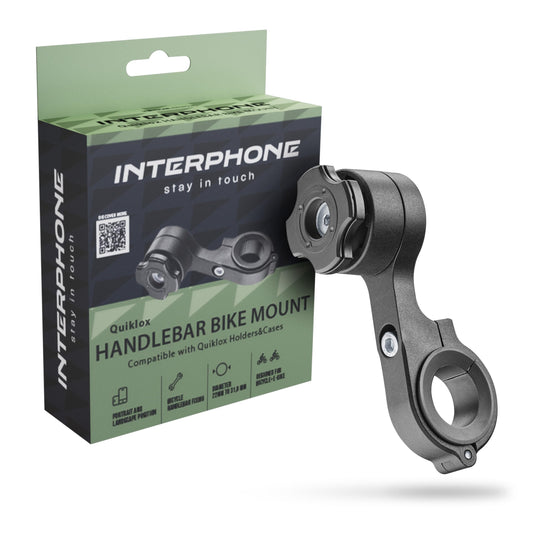 Interphone QUIKLOX Bicycle Mobile Phone Holder for Handlebar - Smartphone Holder for Road Bikes and Mountain Bikes - Bicycle Mount for Smartphone Compatible with Handlebars from 22 mm to 31.8 mm