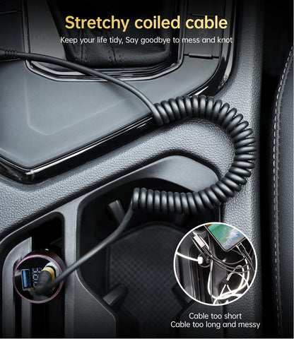 Short iPhone Charger Cable for Car, 2 Pack 3FT Coiled Lightning Cable