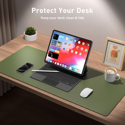 Aothia Desk Protector Mat, Mouse Pad, Non-Slip Waterproof PU Leather Desk Blotter, Laptop, Writing for Office and Home (23.6" x 13.7", Olive Green)