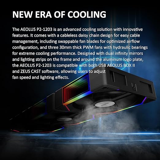 GAMDIAS 120mm PWM ARGB Case Fan x3 & 3 Reverse Blades Included, Sync with ARGB Motherboards, Easy Cable Management with Cabless Daisy Chain, Quiet & 75CFM Airflow with 2400 RPM, Aeolus P2