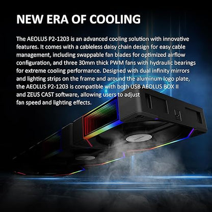 GAMDIAS 120mm PWM ARGB Case Fan x3 & 3 Reverse Blades Included, Sync with ARGB Motherboards, Easy Cable Management with Cabless Daisy Chain, Quiet & 75CFM Airflow with 2400 RPM, Aeolus P2