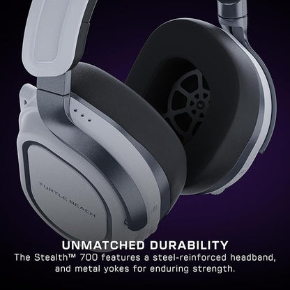 Turtle Beach Stealth 700 Gen 3 Wireless Multiplatform Amplified Gaming Headset for PS5, PS4, PC, Mobile – 60mm Drivers, AI Noise-Cancelling Mic, Bluetooth, 80-Hr Battery, Dual Transmitters – White