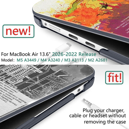 TWOLSKOO for MacBook Air 13 inch Case M5 2026 M4 2025 M3 M2 2024-2022 A3449 A3240 A3113 A2681, Plastic Hard Shell & Keyboard Cover & Screen Film for MacBook Air 13.6 inch Case, Creative Brain