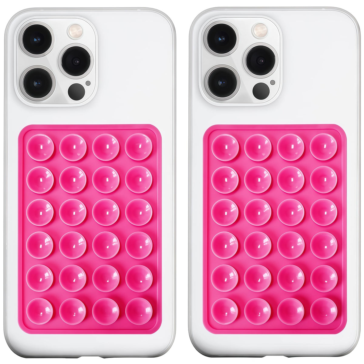 LvShuLiangPin Anteel 2 Pack Silicone Suction Phone Case Mount, Silicon Adhesive Phone Grip for Smartphones, Hands-Free Mirror Shower Phone Holder for Selfies, Tiktok Videos (LightPink&White)
