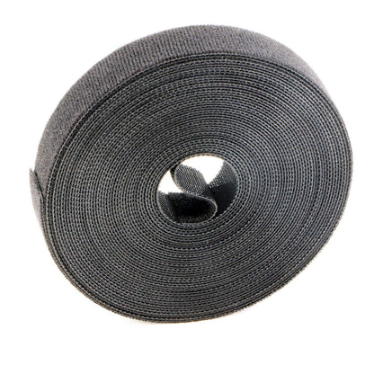 Saisn Reusable Fastening Tape Cable Ties 3/4 Inch Double Side Hook Roll (25 Yard, Grey)