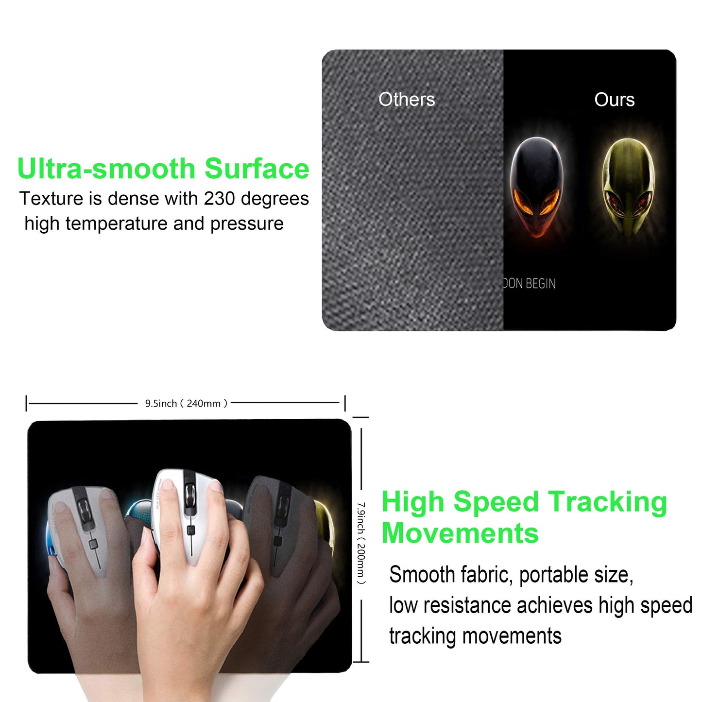 SHALYSONG Alien Mouse pad, Personalized Design sci-fi Computer Mouse pad