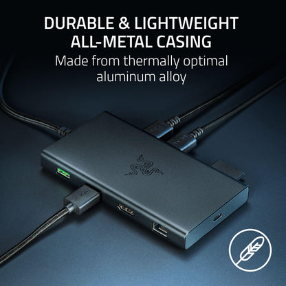 Razer USB-C Dock, 11-in-1 Portable Travel Hub, 85W, Black