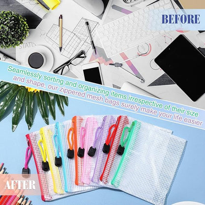 Jetec 32 Pcs Mesh Zipper Bags Toy Storage Bikini Organizer Bag Bolsas Para Guardar Trajes De Baño Waterproof Zipper Reusable Pouch Puzzle Multipurpose for Storage Office(Stylish Color,5.1 x 4.1 Inch)