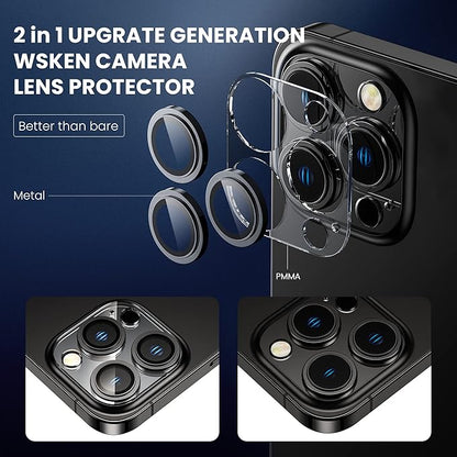 [2 in 1] for iPhone 14 Pro/iPhone 14 Pro Max Camera Lens Protector,Full Protective Metal Ring + HD Tempered Glass Camera Screen Protector Cover Film Accessories, Space Black