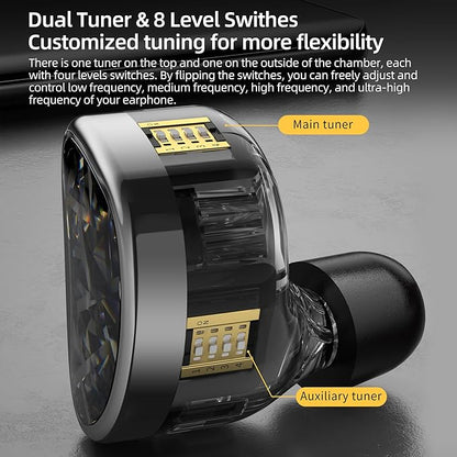 KZ AS24 in-Ear Monitor Headphone 24BA Drivers High-Performance IEM Earphones with 8 Tuning Switches, Noise Isolation Wired Earbuds for Musicians (Tuning Version,Black,no mic)