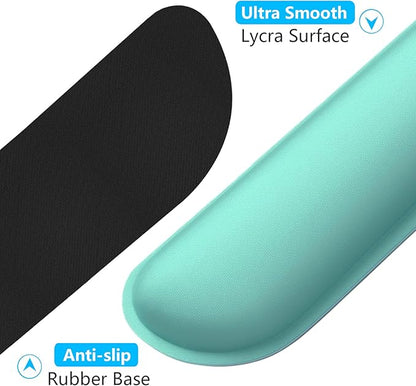 Dapesuom Enlarge Keyboard Wrist Rest, Memory Foam Wrist Cushion for Desk Mats Support, Cute Typing Pain Relief Keyboard Mouse Pad Rests Set with Non-Slip Base for Gaming Laptop Office Computer, Green