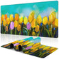 Purple Groovy Flowers Desk Mat,Large Vintage Floral Gaming Keyboard Mouse Pad,Non-Slip Rubber Base Desk Pad Thick Stitched Edges Waterproof Mousepad Mouse Mat 31.5"x11.8"