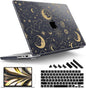 Tuiklol for M4 MacBook Pro 14 Inch Case 2024-2021 Release A3112 A3401 A3185/M3 A2918 A2992/M2 A2779/M1 A2442 Pro/Max Chip,Hard Shell Case with Screen Protector for Touch ID, Moons and Stars