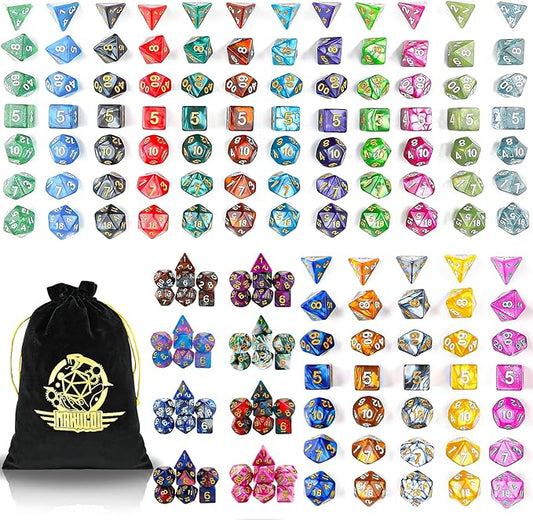 DND Dice Set, 25 X 7 Polyhedral Dice for Dungeons and Dragons DND RPG MTG Table Game with 1 Large Flannel Bag 175 Pieces