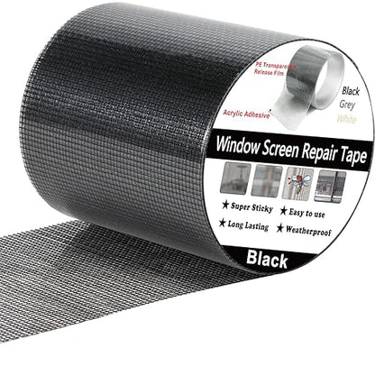Wohohoho Window Screen Repair Tape, 2 in X 40 FT (480IN) Black Screen Patch Repair Kit, 3-Layer Strong Adhesive Invisible Screen Tape Mesh Repair for Windows, Doors Garage Mosquito Net Magnetic Screen
