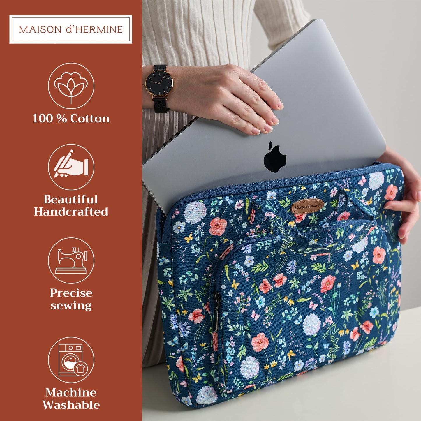 Maison d' Hermine Laptop Bag with Front Pocket Upto 15.5 inch Laptop Tablet