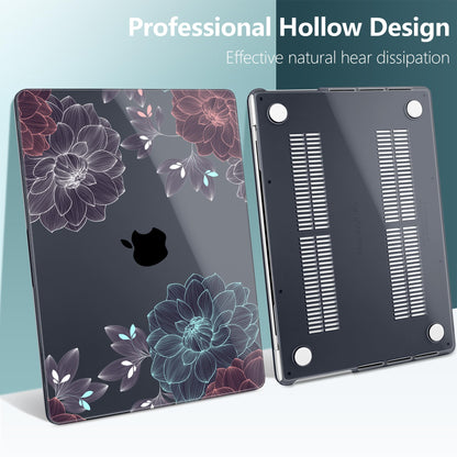 DONGKE Compatible with MacBook Pro 16 Inch Case (2026-2021 Release, M5 M4 M3 M2 M1 Pro/Max Chip), Plastic Hard Shell Cover with Keyboard Cover & Screen Protector for MacBook Pro 16", Dahlia Flowers