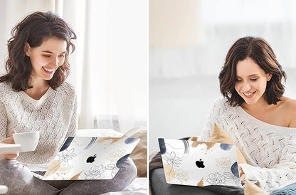 TWOLSKOO Compatible with MacBook Pro 13 inch Case 2022 2021 2020-2016 A2338 M2/M1 A2251 A2289 A2159 A1989 A1706, Plastic Hard Shell Cover & Keyboard Skin & Screen Protector, Florals X450