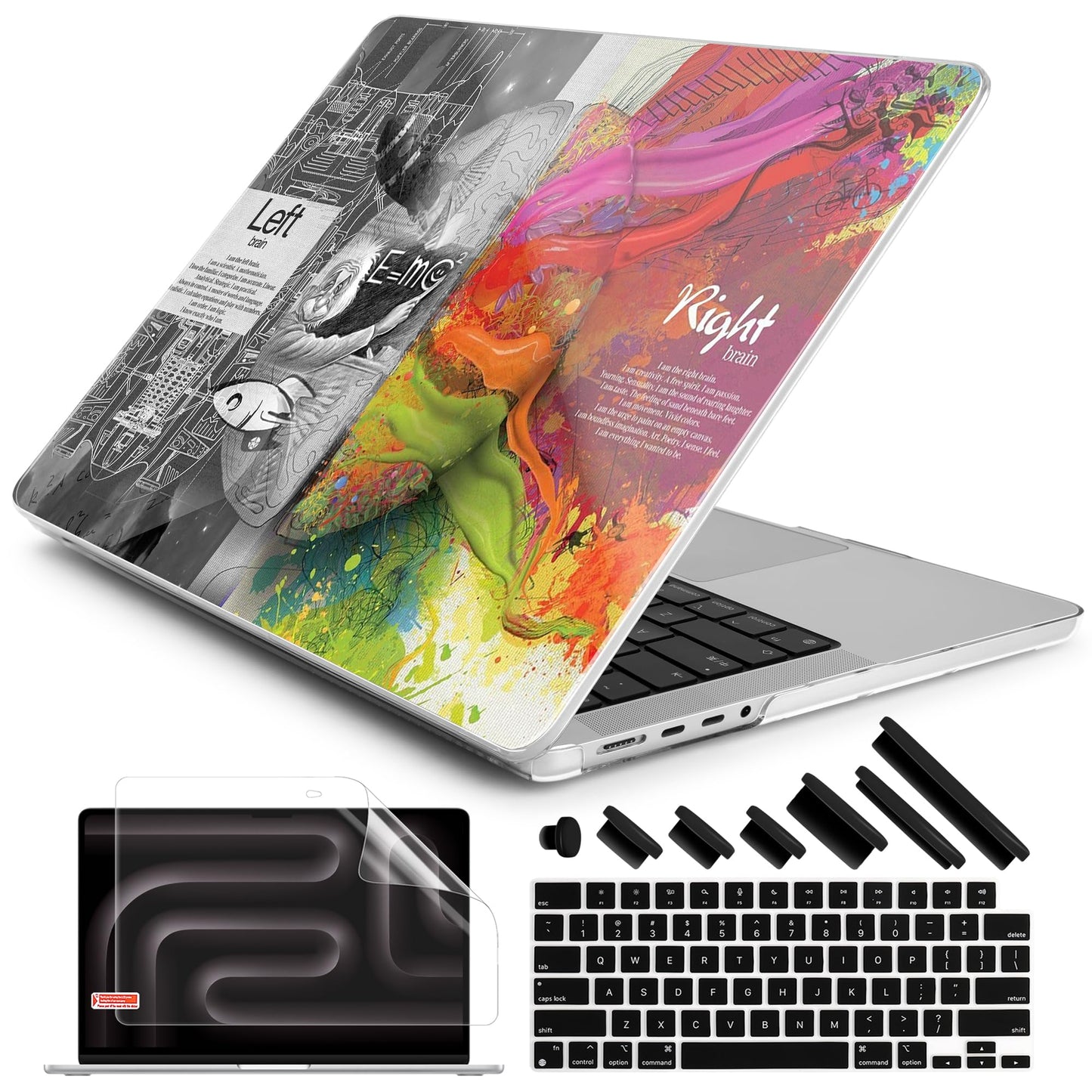 DONGKE Compatible with MacBook Pro 16 Inch Case (2026-2021 Release, M5 M4 M3 M2 M1 Pro/Max Chip), Plastic Hard Shell with Keyboard Cover & Screen Protector for MacBook Pro 16", Right & Left Brain
