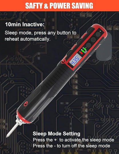 FrogBro Cordless Soldering Iron with Adjustable Cordless Temperature 392°F-842°F Type-C Fast Charging, LED Display, Portable Rechargeable Soldering Kit，Auto Sleep/Shut-Off & Safety Lock