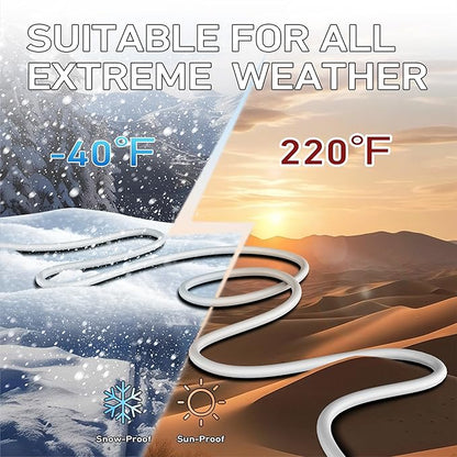 LUCKY TL Indoor Outdoor Extension Cord, 16/3 Gauge White Long Extension Cord 50ft, Waterproof Flexible Case, Made of Pure Copper, 13A 1625W 16AWG SJTW, 3 Prong Heavy Duty Wire, ETL