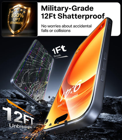 TORRAS Military-Grade Shatterproof for iPhone 16 Pro Max Screen Protector [9H+ Aerospace Tempered Glass＆ One-Step Installation] Full Coverage Fit Bubble Free Top-Notch Protection, 2 Pack, GlassGo X